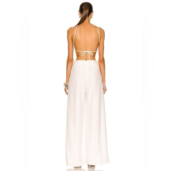 PatBo White Halter Neck Cutout Wide Leg Jumpsuit Size‎ 2 - Picture 3 of 12